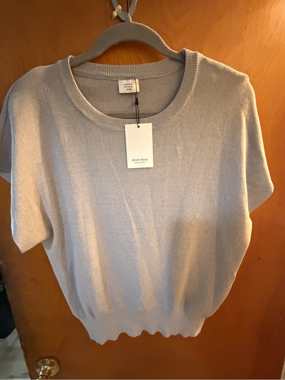 Women's Light Gray Short-Sleeve Sweater Top